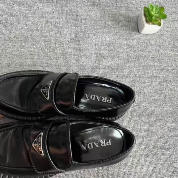 Prada Shiny Black Leather Loafers - Picture 3 of 7